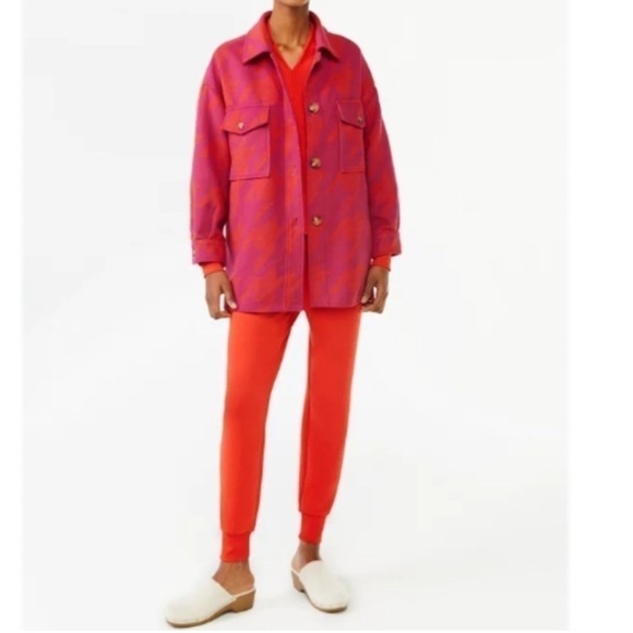 Scoop Oversized Shacket Large 12-14 Orange Pink Multi - Picture 4 of 8